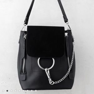Black Vegan Leather Backback